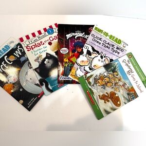 5 Level Readers Ready to Read Kids Books Cows Gingerbread Ladybug Cat Children